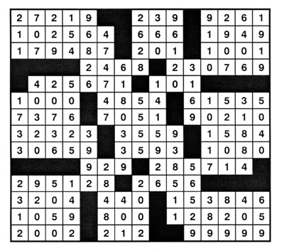 Solution to
                Cross-Number Puzzle